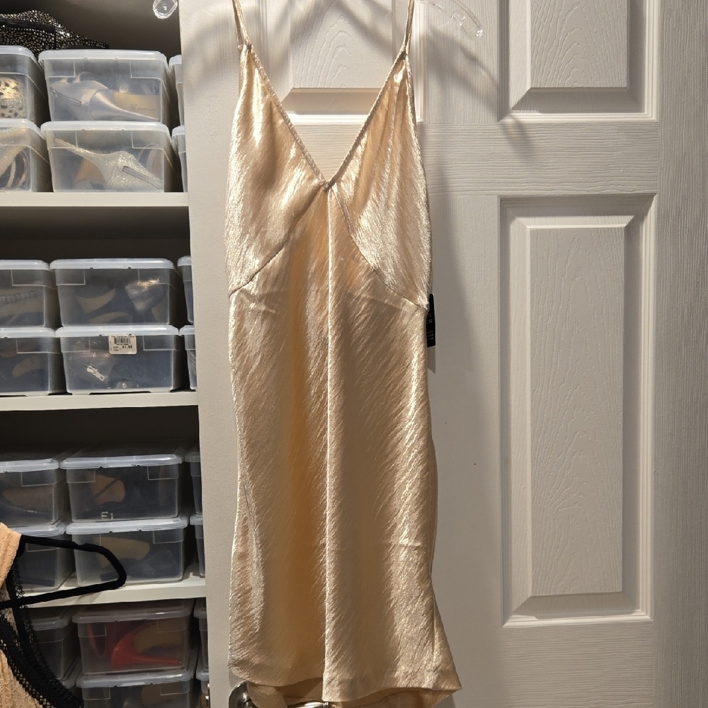 Elegant Express Gold Satin Slip Dress